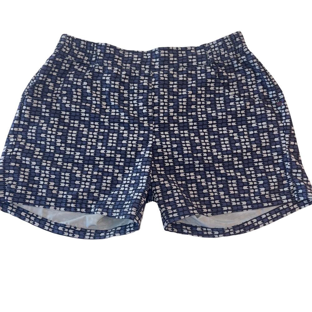 Toad&Co Women's Performance Travel Jetlite Blue Geometric‎ Swim Shorts Small